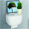 Afbeelding van Bewello® - WC Rolhouder - Toiletrolhouder - Zelfklevend WC Kastje - Wit met Grijs - 210 x 135 x 135 mm -