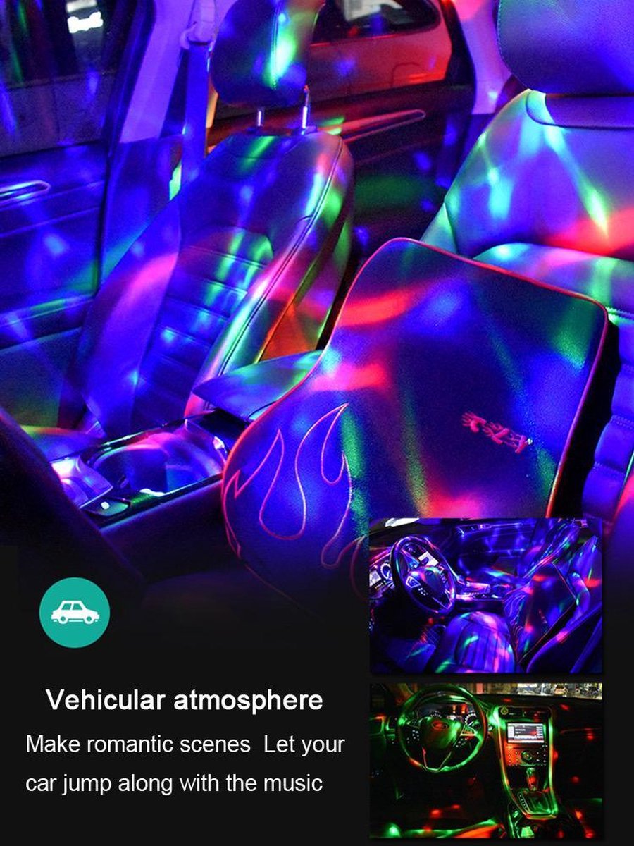 Afbeelding van Mini USB LED Disco Light - USB Discolamp - Feestlicht - Sfeerlicht - Disco Lamp - Auto Disco Verlichting -