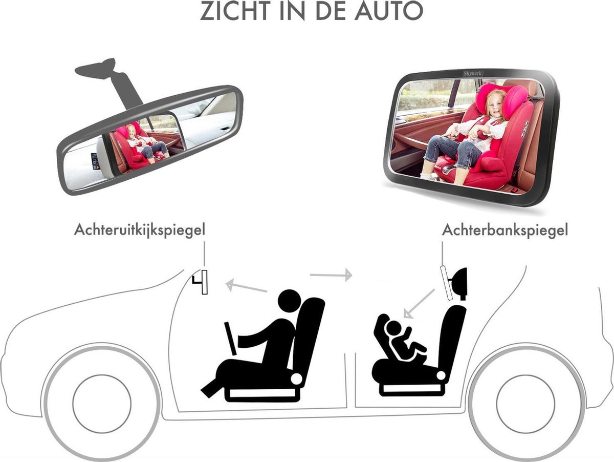Afbeelding van Achterbank spiegel voor Baby & Kind - Auto Accessoires - Shatterproof - Zwarte A3 Verstelbare Monitor -