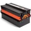 Afbeelding van Handy - Gereedschapskoffer Leeg / Gereedschapskist Metaal - Zwart/Oranje - 430 x 210 x 200 mm - Cadeau Mannen