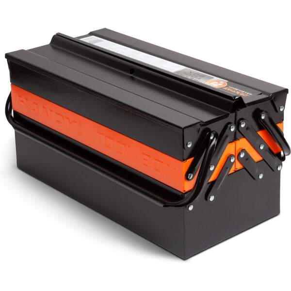 Afbeelding van Handy - Gereedschapskoffer Leeg / Gereedschapskist Metaal - Zwart/Oranje - 430 x 210 x 200 mm - Cadeau Mannen