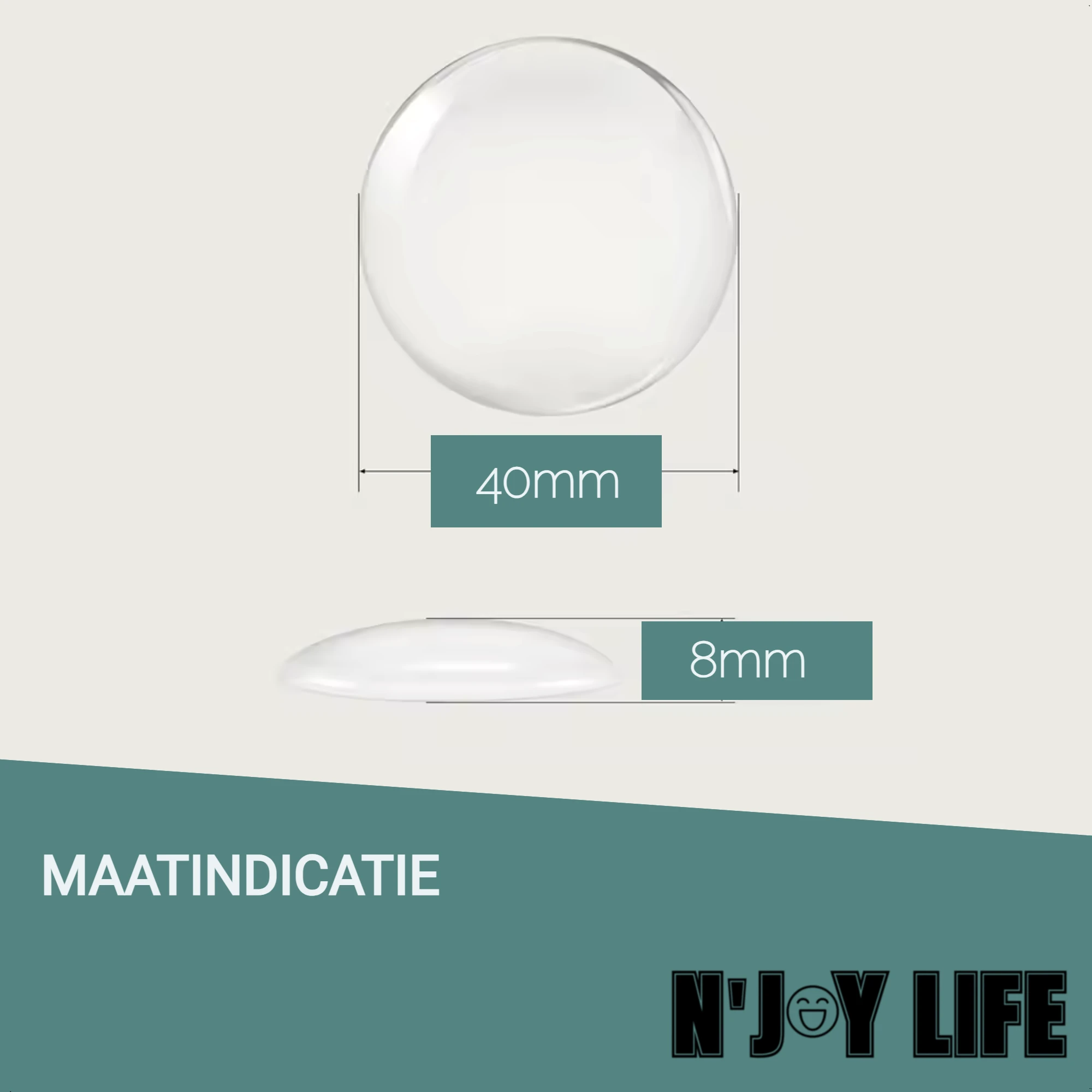 Afbeelding van 6x N'JOY LIFE Zelfklevende Deurstopper 40mm – Grote Transparante Stootdopjes voor Deurbescherming