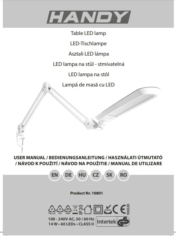 Afbeelding van Handy - Bureaulamp met Tafelklem - Bureau Verlichting - Op Netstroom - Grote Dimbare LED unit - Loeplamp -