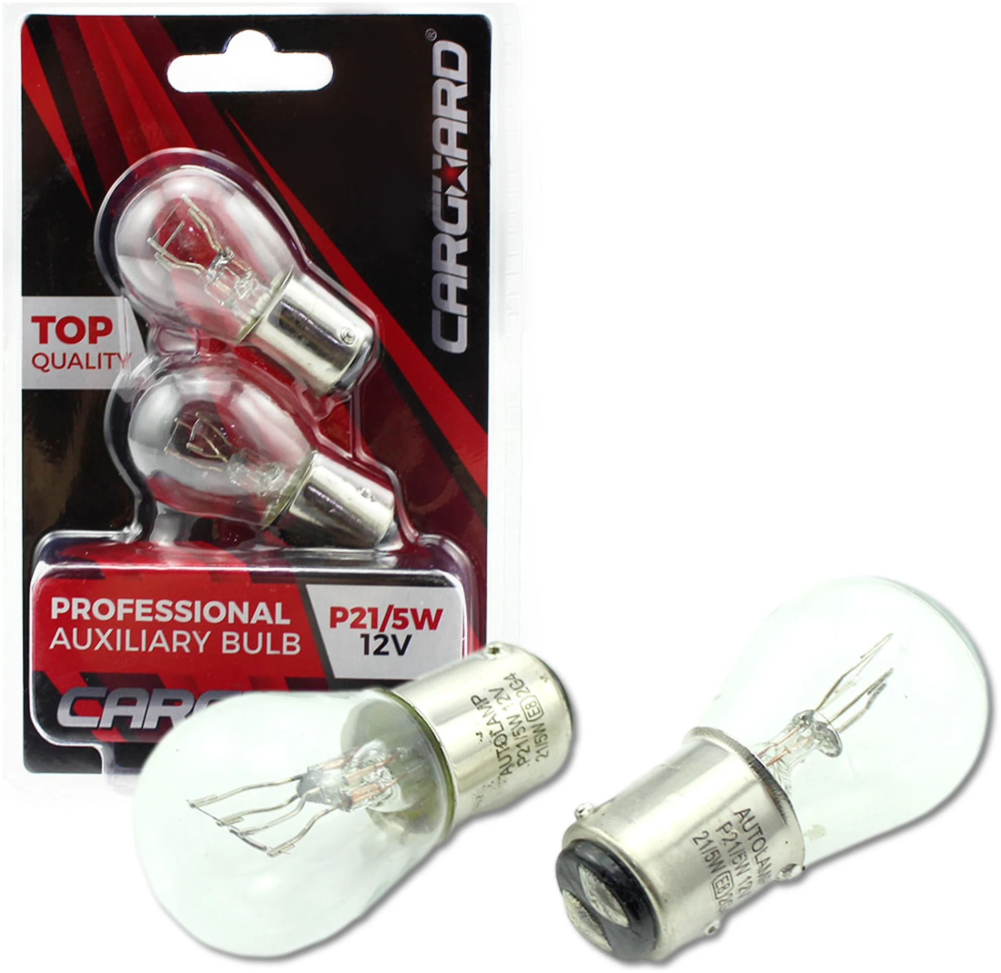 Afbeelding van Carguard - Set (2x) BAY15D - P21/5W Autolampen Remlicht - Transparant - 12V 21W/5W - Long Lifetime -