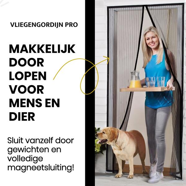 Afbeelding van HSXL - Vliegengordijn voor Deur PRO - Zwart - 91 x 210 cm - Horgordijnen - Luxe Deurhor met Volledige
