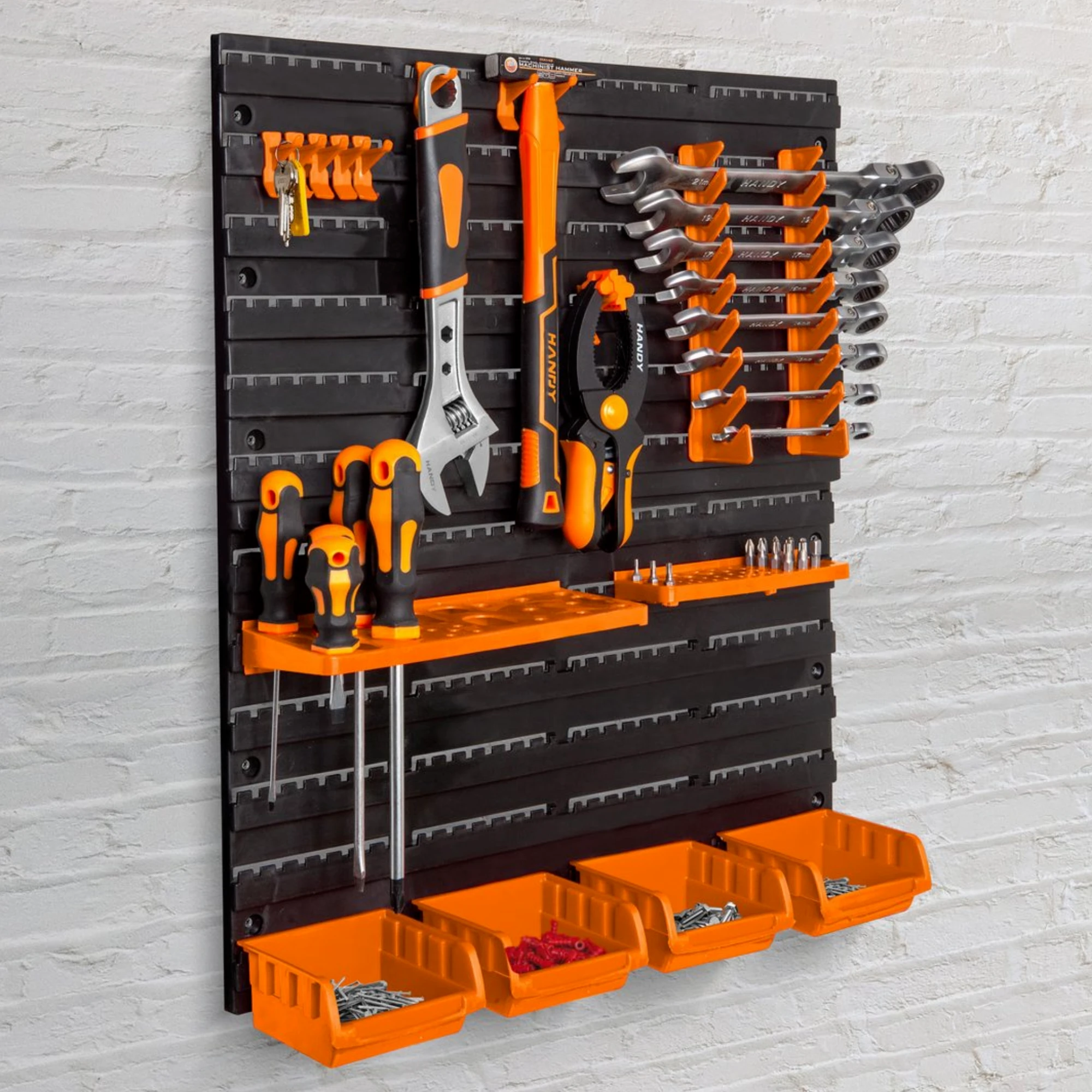 Afbeelding van Handy - Wand Gereedschapshouder voor in Garage of Schuur - 2 Panelen - Met toebehoren! -