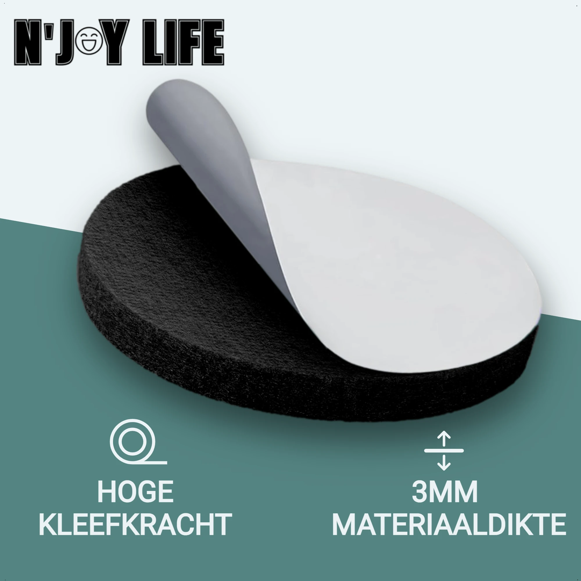 Afbeelding van 300x N'JOY LIFE Premium Viltjes Stoelpoten - Zwart - Zelfklevend Anti Kras Meubelvilt voor Meubels - 300
