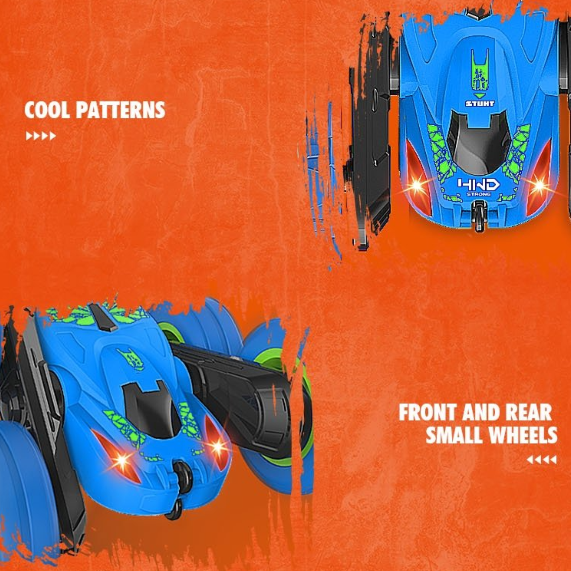 Afbeelding van HyperWheels - Bestuurbare Auto voor Jongens - Speelgoed Stuntauto voor Binnen of Buiten - Blauw met Groen -