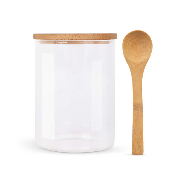 Afbeelding van Suikerpot met Deksel en Lepel - 450ML - Glas en Bamboe - Suikerpotje voor op tafel - 4c02 8d5e 49da 8f8d