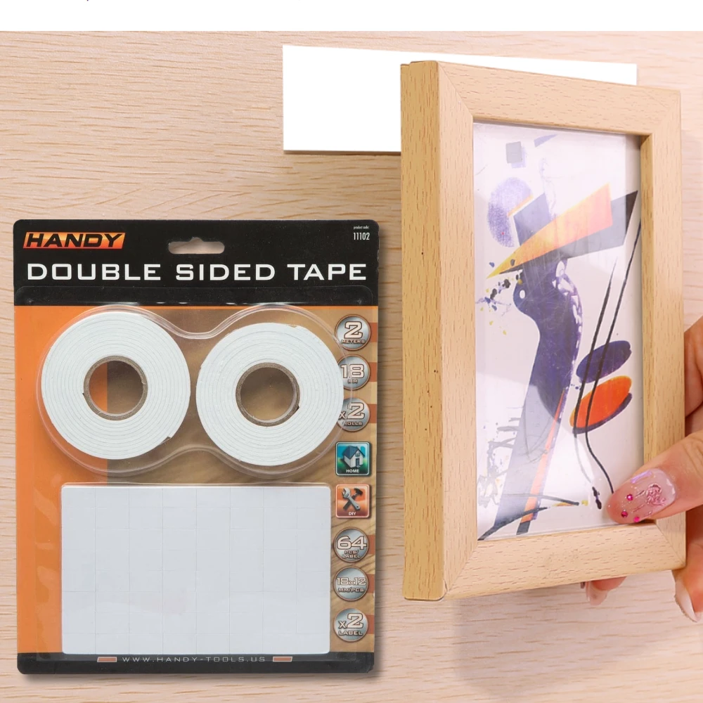 Afbeelding van Handy Dubbelzijdig Plakband - Foam Tape - Tape Extra Sterk - Montagetape 130-Delig - Rechthoekige plakkers