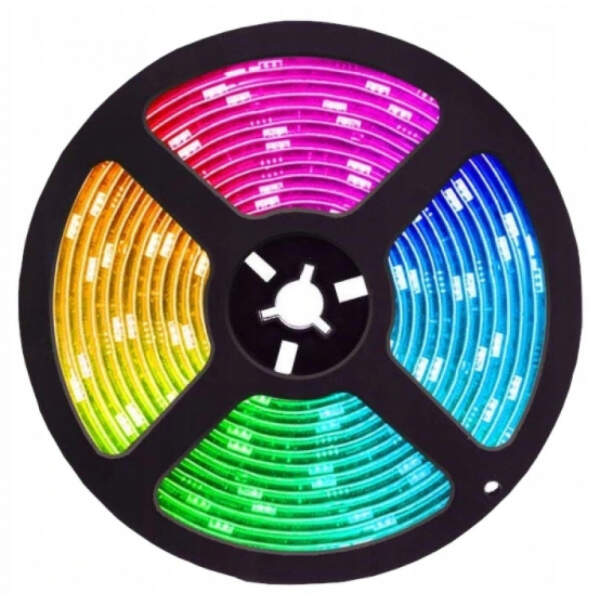 Afbeelding van Waterdichte LED Strip 5 meter RGB Kleuren met Afstandsbediening - IP44 Waterdicht - 300 LED's - 50c4