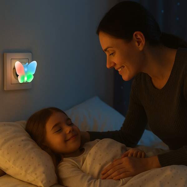 Afbeelding van Nachtlampje voor Kinderen - Kind Stopcontact Vlinder Lamp - Stopcontact Lampje Meisje - Babykamer en