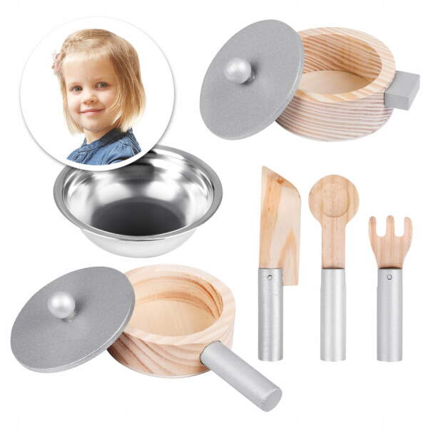 Afbeelding van Houten Keuken Speelgoed - Speelkeuken - Kinderkeuken - Speelkeukentje Inclusief Keukengerei - 85x30x60 cm -