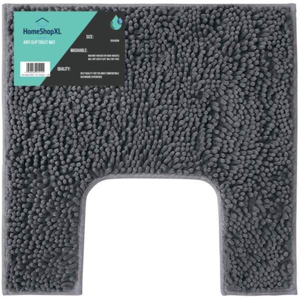 Afbeelding van WC mat - 50x50cm - Donker Grijs Antraciet - Antislip Toiletmat Douchemat Badkamermat of WC mat - 5500 78b6