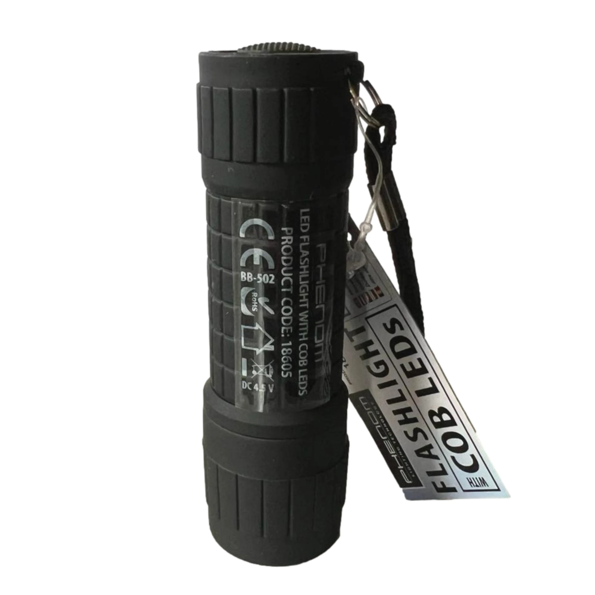 Afbeelding van PHENOM - Krachtige Mini LED Zaklamp - Zwart - 1 stuk - Spatwaterdicht - 9 LED - 50lm - Incl. gratis 3x AAA