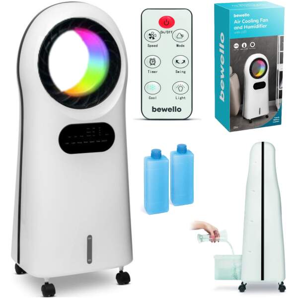 Afbeelding van Bewello® - Aircooler / Mobiele Airco Ventilator met RGB licht- Luchtkoeler met Koelelementen en