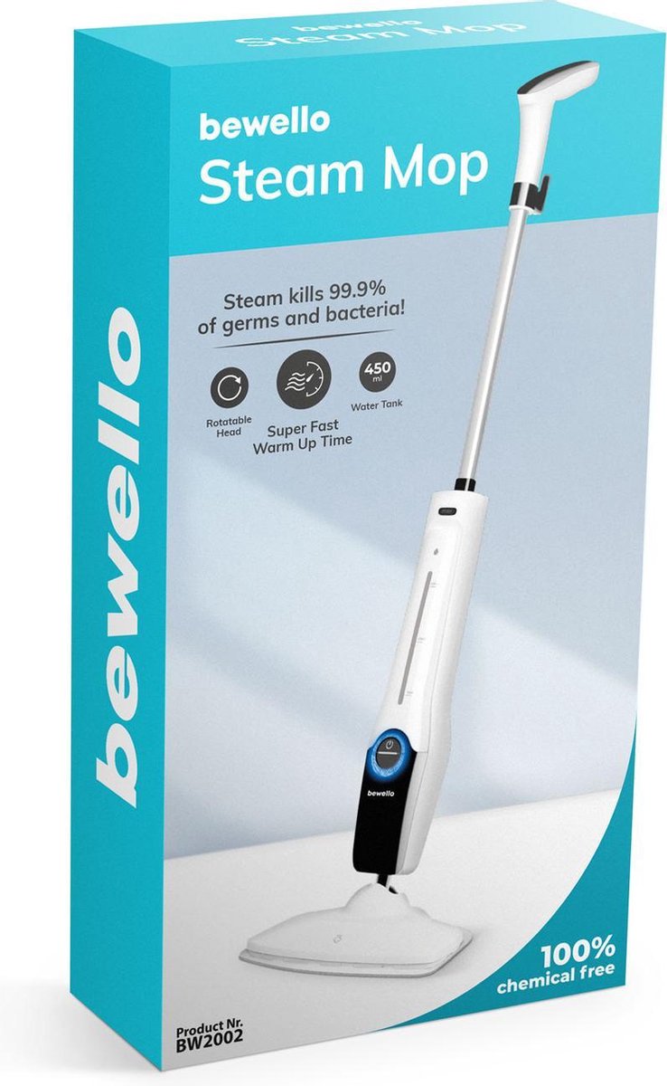 Afbeelding van Bewello® - Elektrische Dweil - Stoomreiniger Vloer - Vloerreiniger - Op Netstroom - Stoommop - Dweilmachine