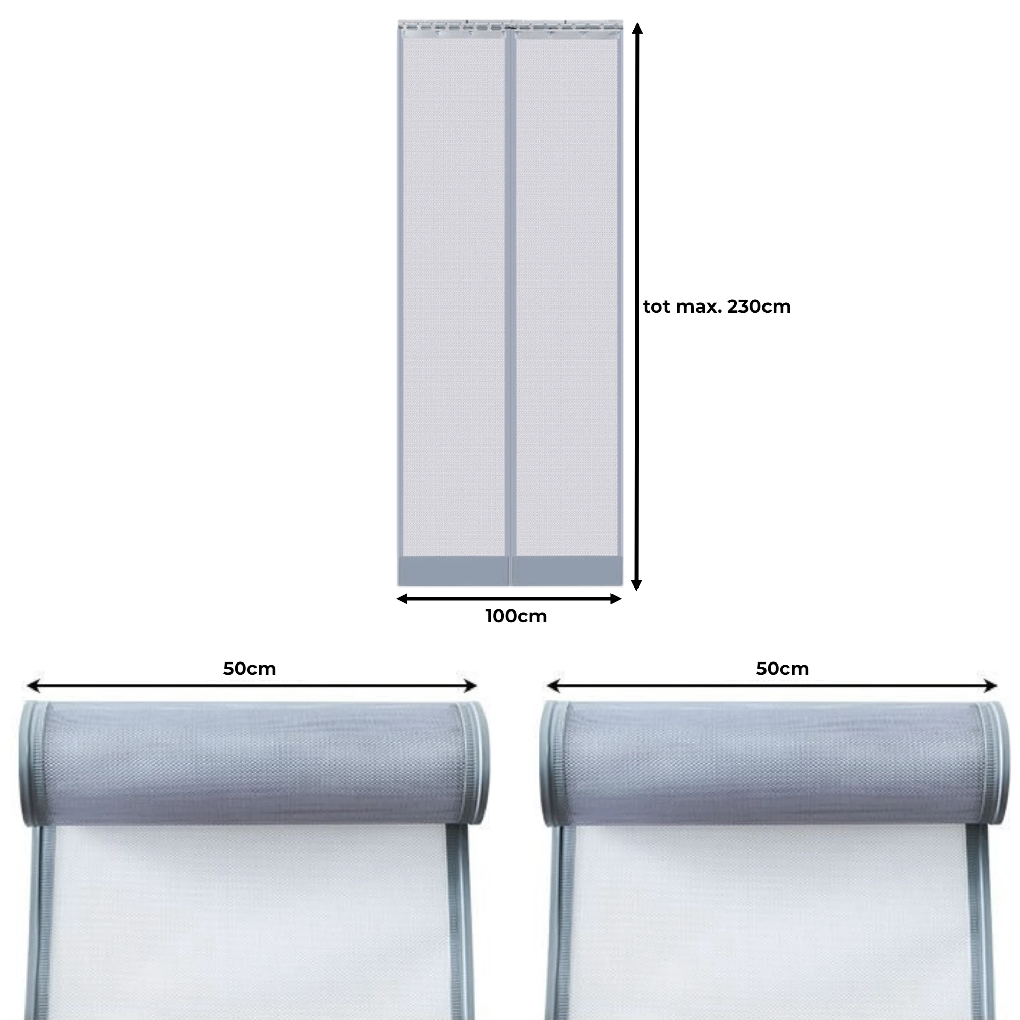 Afbeelding van HSXL - Vliegengordijn voor Deur - Hordeuren - 100x230 cm - Hoge Kwaliteit - 2 Laags Rubberen Lamellenhor -