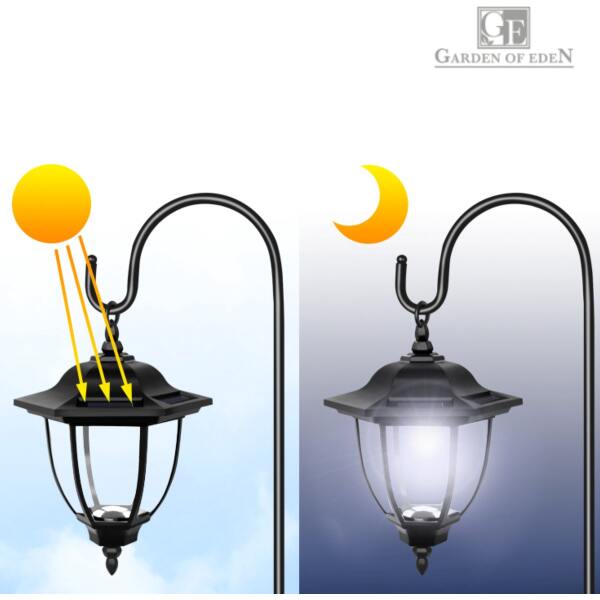 Afbeelding van Garden of Eden - Dubbele Landelijke Tuinlantaarn LED Solar op Prikspot - 137cm Hoog - Tuinverlichting /