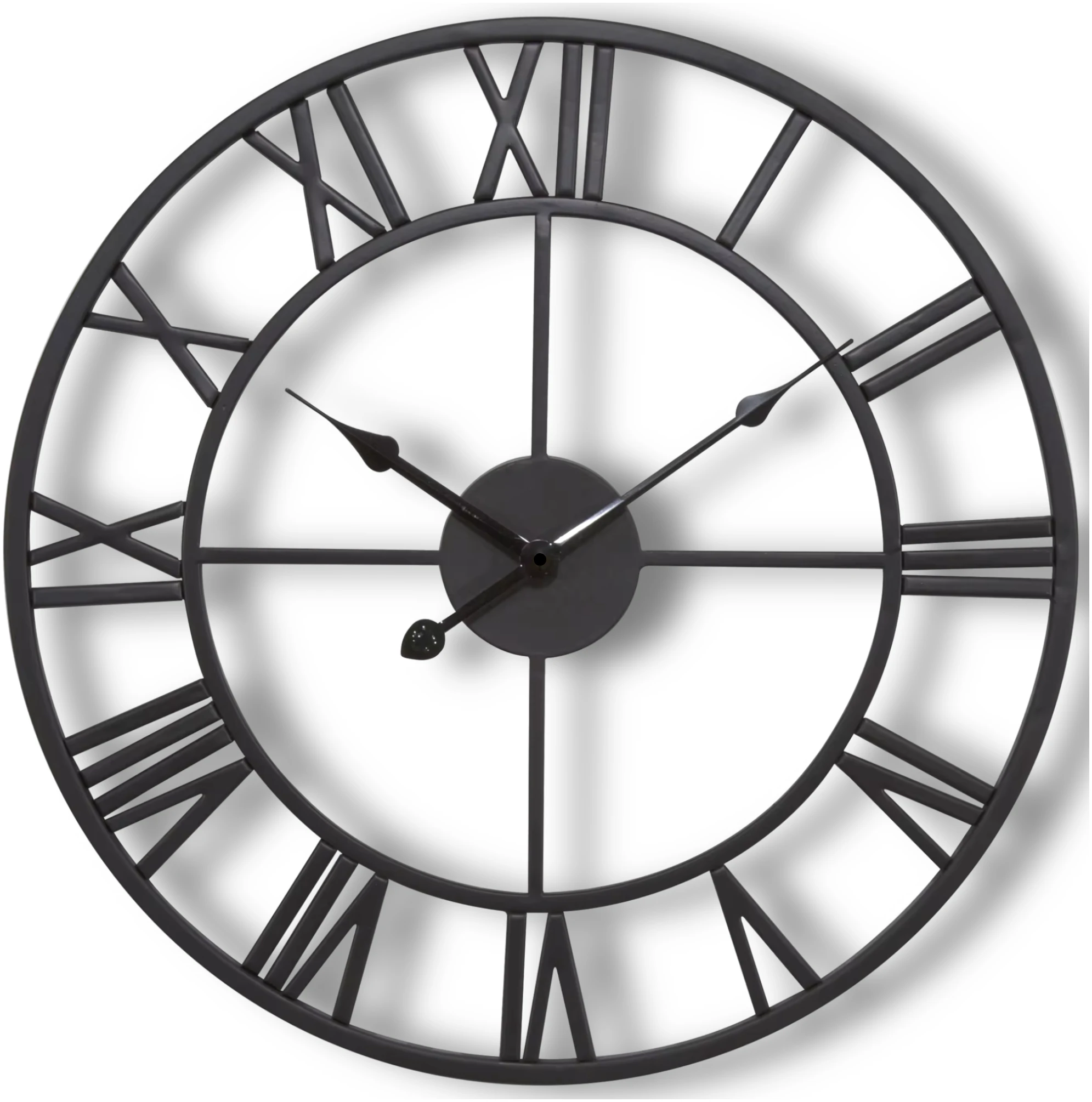 Afbeelding van HSXL - 40cm Kleine Stille Wandklok Landelijk en Industrieel uit Zwart Metaal - Klein - 40 cm - Metalen