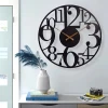 Afbeelding van HSXL - 60cm Grote Stille Wandklok Landelijk en Industrieel uit Zwart Metaal - Groot - 60 cm - Metalen