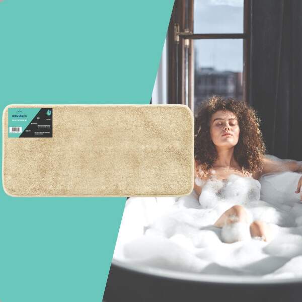 Afbeelding van Badmat - 60x120cm - Beige Champagne - Grote Antislip Douchemat Badkamermat of WC mat - 6008 e143 4d3f 8ed9