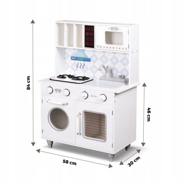 Afbeelding van Houten Keuken Speelgoed - Speelkeuken - Kinderkeuken - Speelkeukentje - 84x30x58 cm - Wit - met Licht en