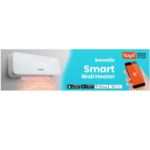 Afbeelding van Slimme Elektrische Verwarming Kachel Wand - Grijs - met WIFI en Smart APP - Hangend met Thermostaat -