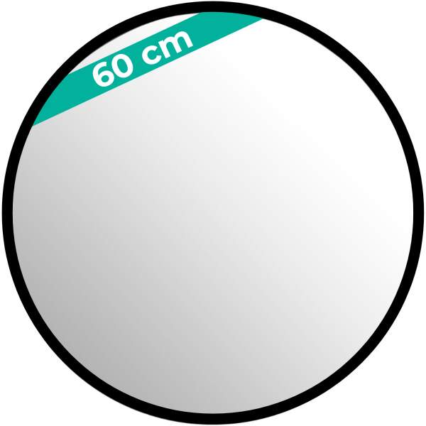 Afbeelding van HSXL - Spiegels - Luxe Ronde Spiegel Zwart - 60 cm Groot - Grote Wandspiegel 60cm Rond met Zwarte Rand -