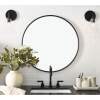 Afbeelding van HSXL - Spiegels - Luxe Ronde Spiegel Zwart - 80 cm Groot - Grote Wandspiegel 80cm Rond met Zwarte Rand -
