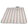 Afbeelding van Picknickkleed Waterdicht - 170 x x135 cm - Bruin / Blauw / Wit gestreept - Strandkleed met Handvat -