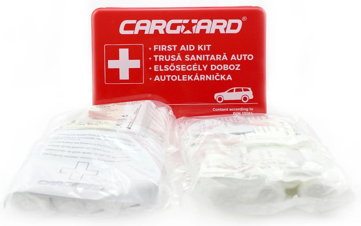 Afbeelding van CARGUARD Verbanddoos EHBO KIT Koffer - 43-delig - Verbandtrommel Doos Auto - Rood - met Verband, Pleisters,