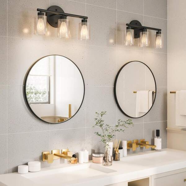 Afbeelding van HSXL - Spiegels - Luxe Ronde Spiegel Zwart - 80 cm Groot - Grote Wandspiegel 80cm Rond met Zwarte Rand -