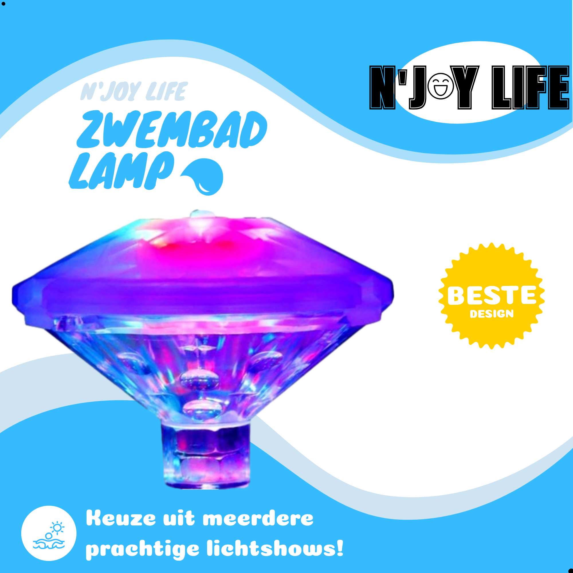 Afbeelding van N'JOY LIFE Zwembad Lamp Drijvend - Zwembadverlichting - Disco Lamp - Bad accessoires - Onderwater en