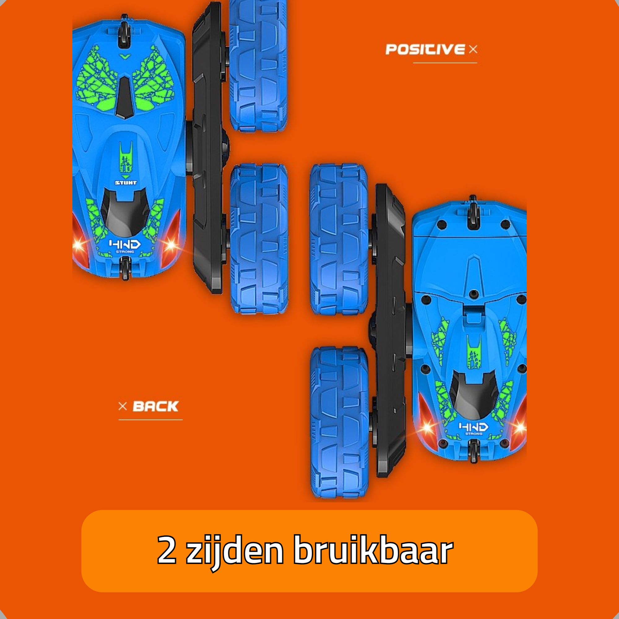 Afbeelding van HyperWheels - Bestuurbare Auto voor Jongens - Speelgoed Stuntauto voor Binnen of Buiten - Blauw met Groen -