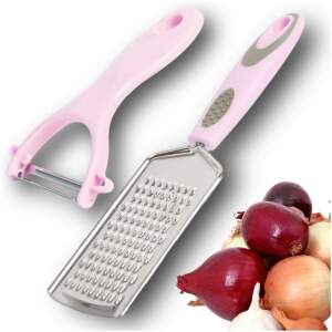 Afbeelding van Rasp met Dunschiller - Roze - Set van 2 - Handrasp - Rasp - Citroenrasp - Kaasrasp - Gemberrasp -