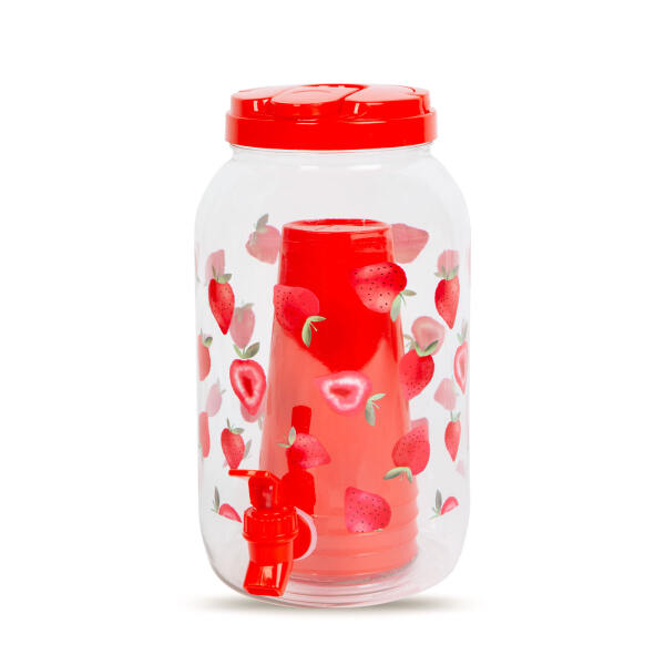 Afbeelding van Limonadedispenser met Kraantje en 4 bekers - Drankdispenser 3,8 Liter - Kunststof - Waterdispenser -