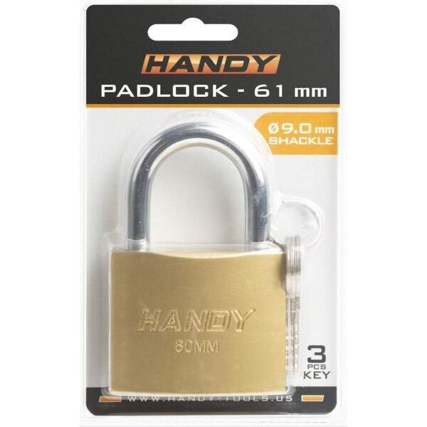 Afbeelding van Handy - Extra Groot & Zwaar Hangslot met Sleutel 60mm - Hangsloten - Gehard staal - Sluiting ⌀ 9MM -