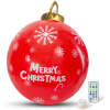 Afbeelding van Kerstverlichting Buiten op Batterijen - Opblaasbare Reuze Kerstbal Verlicht 60 cm - Rood/Wit - RGB kleuren +