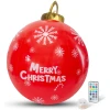 Afbeelding van Kerstverlichting Buiten op Batterijen - Opblaasbare Reuze Kerstbal Verlicht 60 cm - Rood/Wit - RGB kleuren +