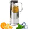 Afbeelding van Waterkaraf 1.4L - Waterkan met Deksel En Filter - Glas - Zwart - Glazen Karaf 1,4 Liter - Multifunctionele