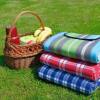 Afbeelding van Promis - Picknickkleed Waterdicht - 200 x 150 cm - Groen / Blauw / Grijs gestreept - met handvat - 7762 c596