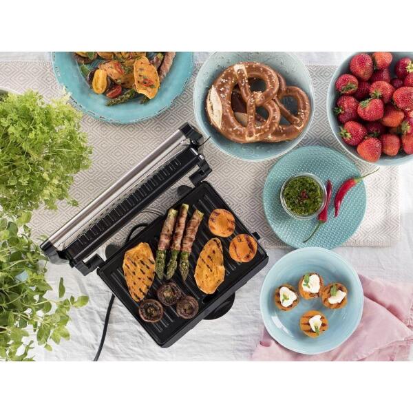 Afbeelding van Eldom GK120 Contactgrill – 1000W RVS – Anti-aanbak Grillplaten 25,5x17,8cm – Beweegbare Bovenplaat –
