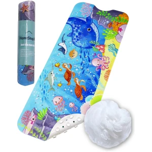 Afbeelding van HSXL - Antislipmat - 100x40CM - Incl. Netspons - Antislip Douchemat / Badmat voor Kinderen met Zuignappen –