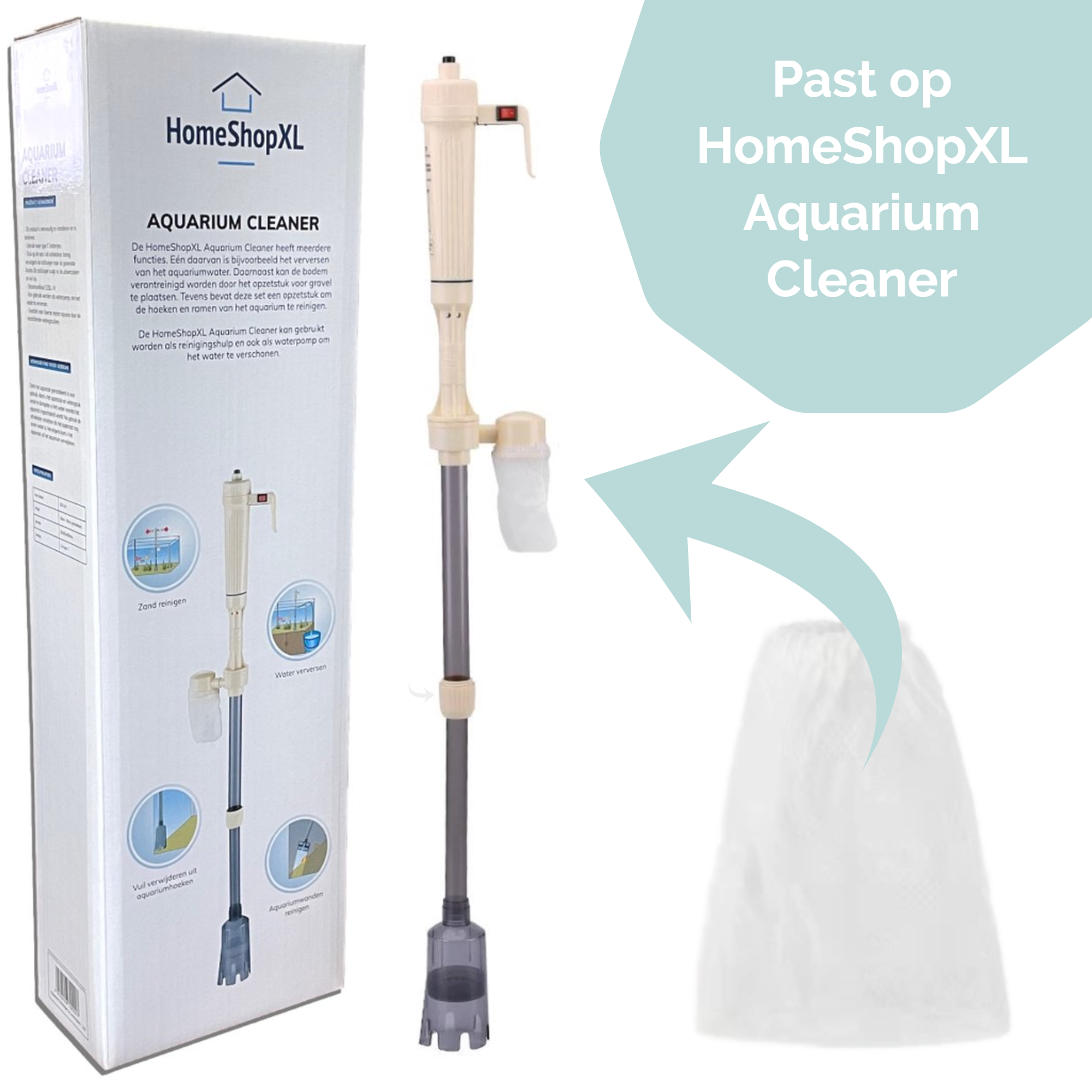 Afbeelding van Filterzakjes voor HomeShopXL Aquarium Stofzuiger - 3 Stuks - Vervangings Herbruikbare Filterzakjes - Wit -