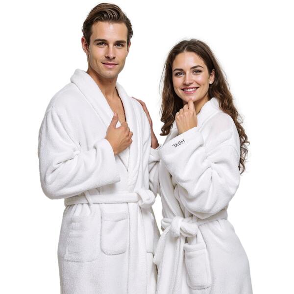 Afbeelding van HSXL - Luxe Badjas van Katoenen Badstof - Heren & Dames - XL - Wit - HOTEL Kwaliteit - 100% Katoen -