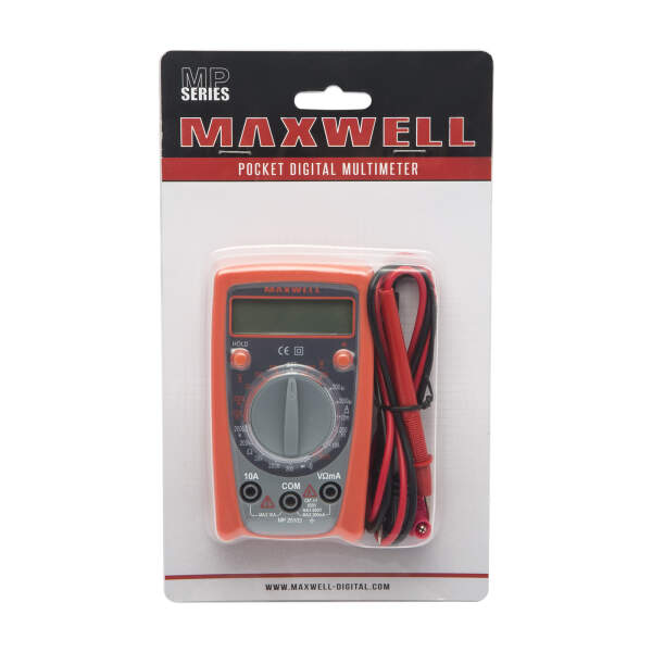 Afbeelding van MAXWELL - MPseries - Multimeter Digitaal - AC / DC - Incl. 9V Batterij & Testprobes - Digitale Multi