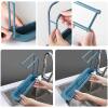 Afbeelding van Wasbak Rek - Vaatdoekhouder Gootsteen Organizer - Blauw - Uitschuifbaar 36 tot 50 cm - Kunststof - Afwas