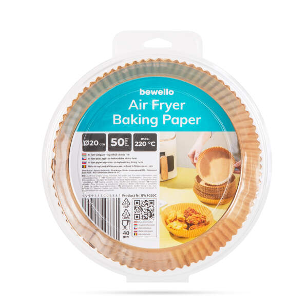 Afbeelding van Bewello Airfryer Bakpapier Rond - 20 cm - Air Fryer Bakpapier XL - Airfryer Wegwerpbakjes - 50 stuks - 7ca6