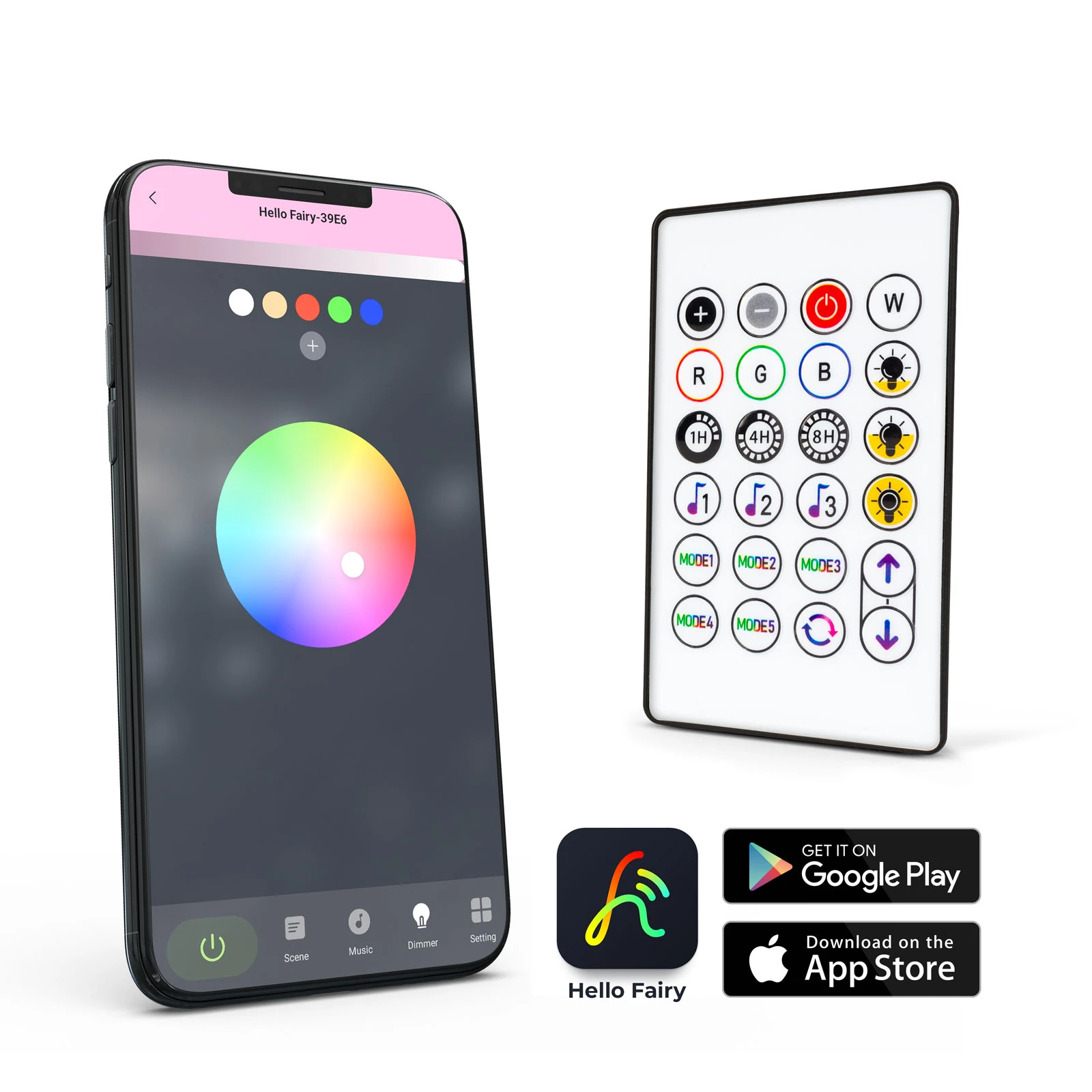 Afbeelding van Slimme verlichting - Gekleurd Sterren Lichtsnoer Kerstverlichting voor binnen of buiten - Smart met APP en